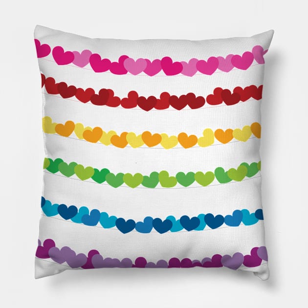 Rainbow with hearts valentine day upper Pillow by GULSENGUNEL