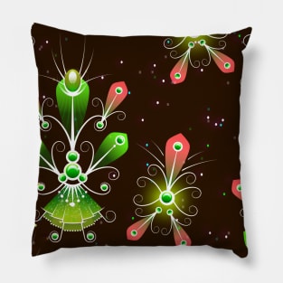 Red and Green Light Fireflies at Night Pillow