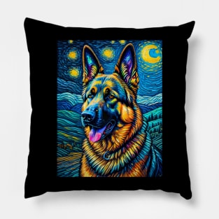 German Shepherd in starry night Pillow