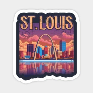 St Louis Gateway Arch City Skyline Art Magnet