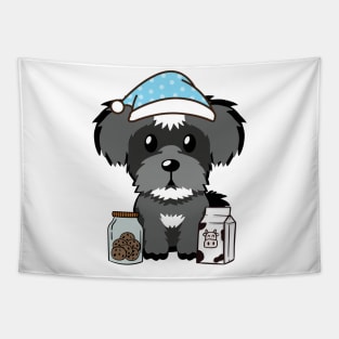 Funny schnauzer is having a midnight snack Tapestry