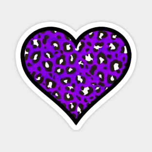 Purple, Black and White Leopard Print Heart Magnet