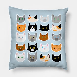 Cute Cats Pattern Calico, Tabby, Tuxedo, Ginger and Others Pillow