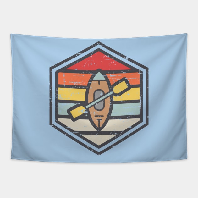 Retro Badge Kayak Light Tapestry by rojakdesigns