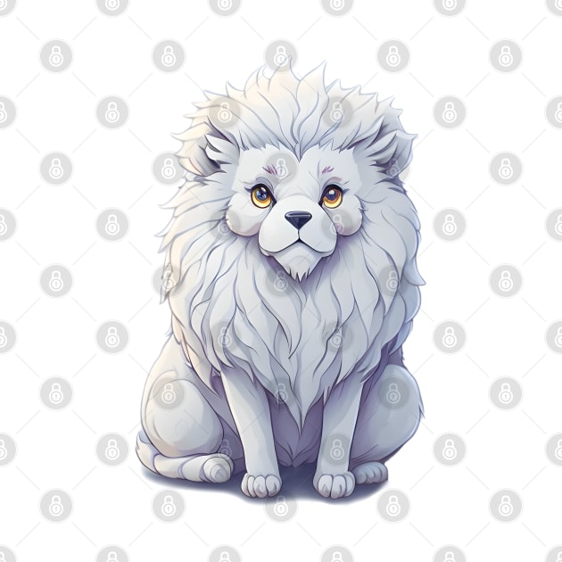 watercolor cute magical white lion sticker by FRH Design