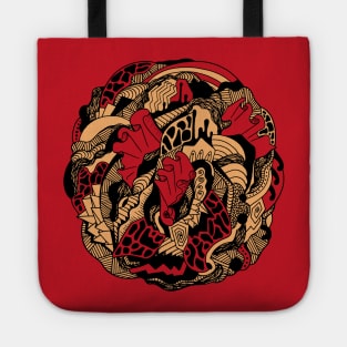 Abstract Wave of Thoughts No 1 - Red and Cream Tote