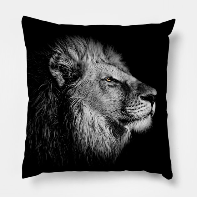 Lion Head Symbol of Strength Courage Intelligence Pillow by Pine Hill Goods