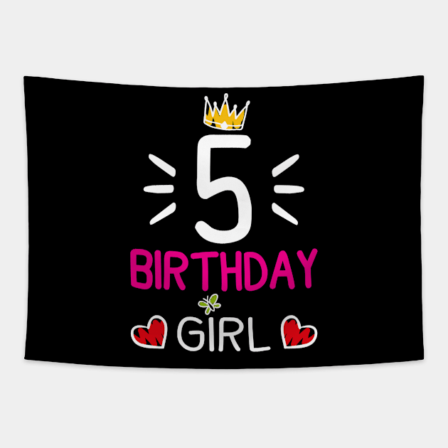 Kids 5th Birthday Girl Crown Princess Tapestry by printedartings