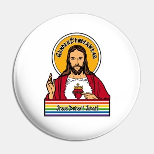 GenderBenderWear (White) - "Jesus Doesn't Judge" Pin