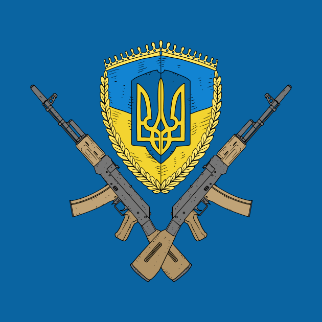 Ukrainian flag with AK47 rifles. by JJadx