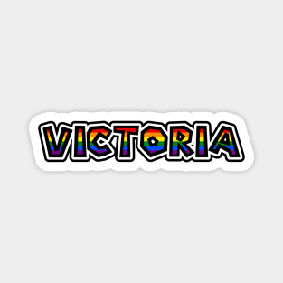 City of Victoria BC - LGBTQ+ Rainbow Flag - Loud and Proud Gay Text Name - Victoria Magnet