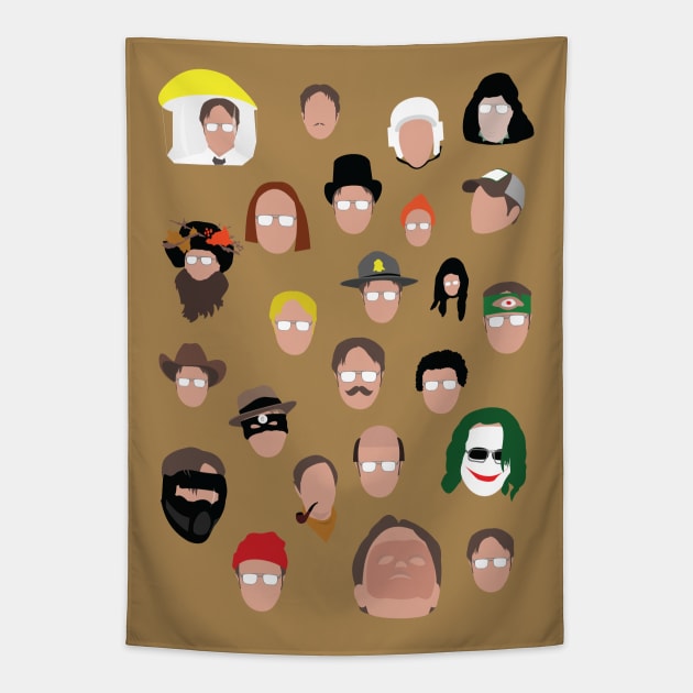 Dwight Schrute: Man of 1,000 Faces Tapestry by doctorheadly