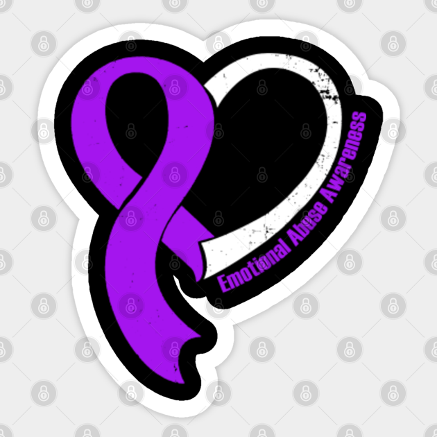 Heart Ribbon Emotional Abuse Awareness Emotional Abuse Pegatina Teepublic Mx