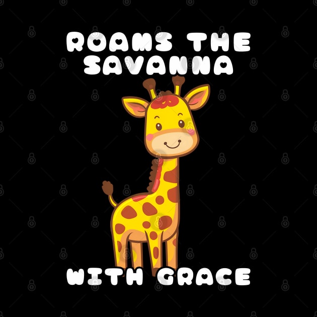 Giraffe Roams The Savanna With Grace by Estrella Design