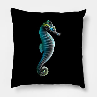 Blue and Black Sea Horse Pillow