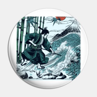 Japan Samurai Bamboo Forest and River Pin