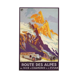 Route des Alpes Bus Service - Vintage French Travel Poster T-Shirt