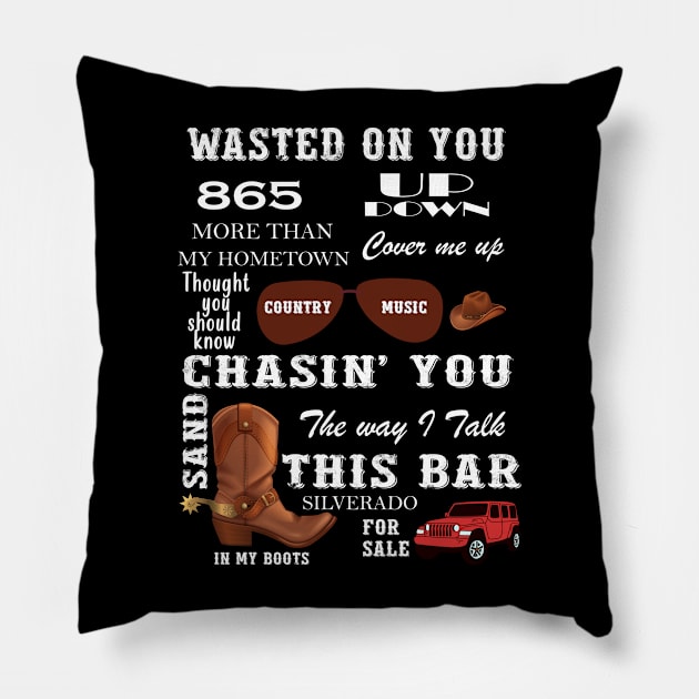 Country Music Funny Cowboy Cowgirl Rodeo Western Pillow by AnnetteNortonDesign