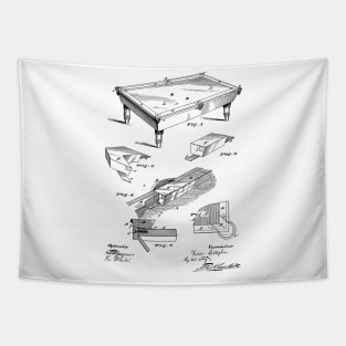 Billiard Table Vintage Patent Hand Drawing Tapestry