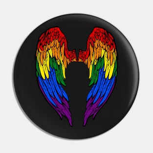 Gay Pride Rainbow Angels Wings Back Design T-Shirt, Phone Case and Others Pin