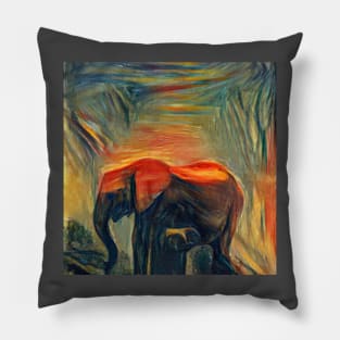 Cute elephant (animal, baby elephant, elephant art, cage the elephant and elephant painting) Pillow