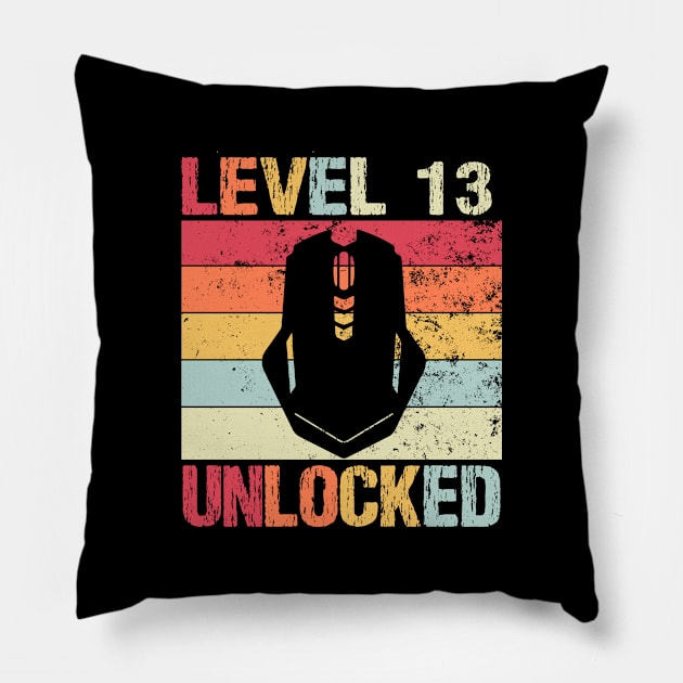 Level 13 Unlocked - 13th Birthday Pillow by Teesamd