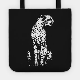 Cheetah Cat Vintage Style Black and White Animal Design Tote