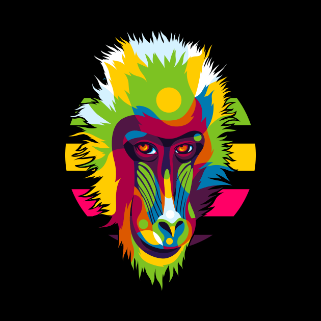 Baboon Head Pop Art Portrait by wpaprint