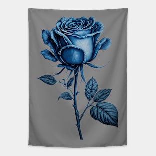 Blue Rose Drawing, Flower Drawing, Gift For Her Tapestry