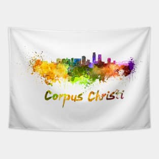 Corpus Chisti skyline in watercolor Tapestry