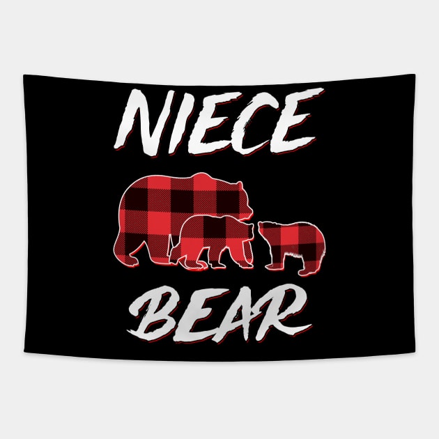 Niece Bear Red Plaid Christmas Pajama Matching Family Gift Tapestry by intelus