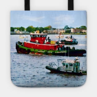 Norfolk VA - Police Boat and Two Tugboats Tote