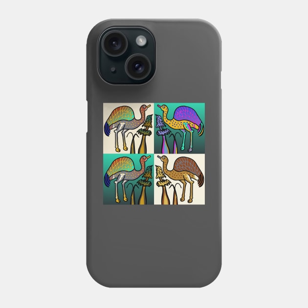 4 very bright Roman ostriches Phone Case by Mosaicblues