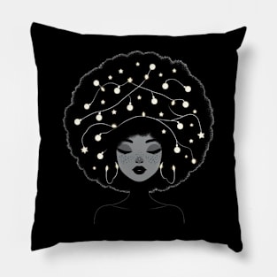 Afro Girl Shiney black Woman Pillow