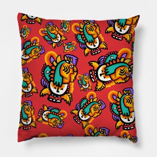 African Graffiti Creatures Pattern Pillow