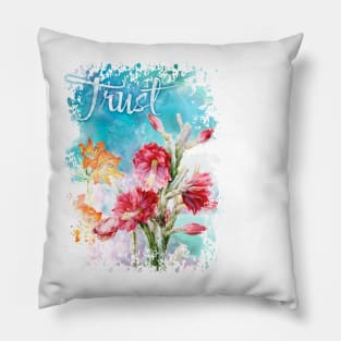 Trust in nature - watercolour floral display Pillow