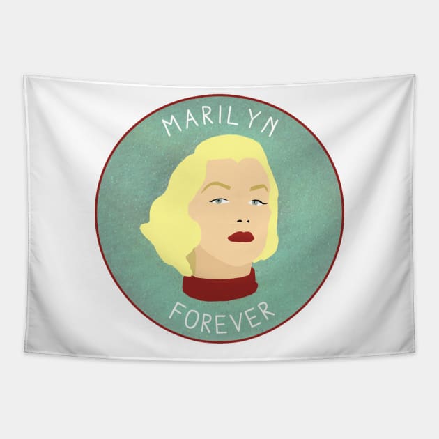 Marilyn Forever - Marilyn Monroe Tribute Design, Textured Blue Background Tapestry by ursoleite