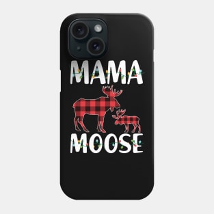 Red Plaid Mama Moose Matching Family Pajama Christmas Gift Phone Case