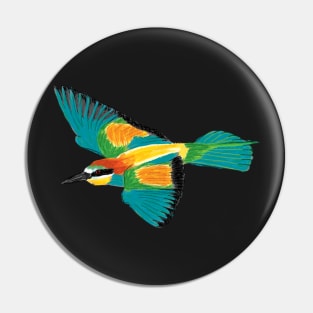 Nice Artwork showing an European Bee-Eater in Flight I Pin