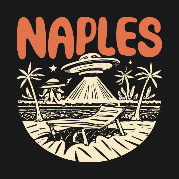 Naples Retro UFO Illustration - Quirky Space Art by TeeTrendz