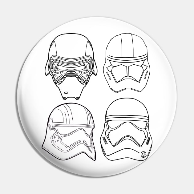 Line Art Series First Order Helmets Pin by fiatluxillust