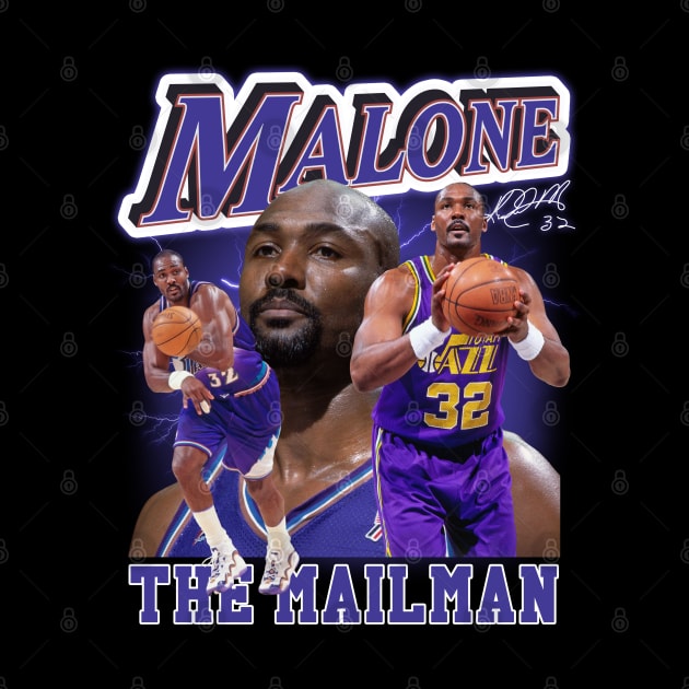 Karl Malone The Mail Man Basketball Legend Signature Vintage Retro 80s 90s Bootleg Rap Style by CarDE