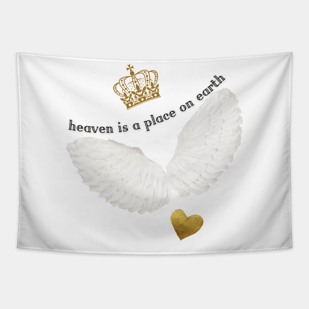 Angel wings heaven is a place on earth Tapestry by Once Upon a Find Couture 