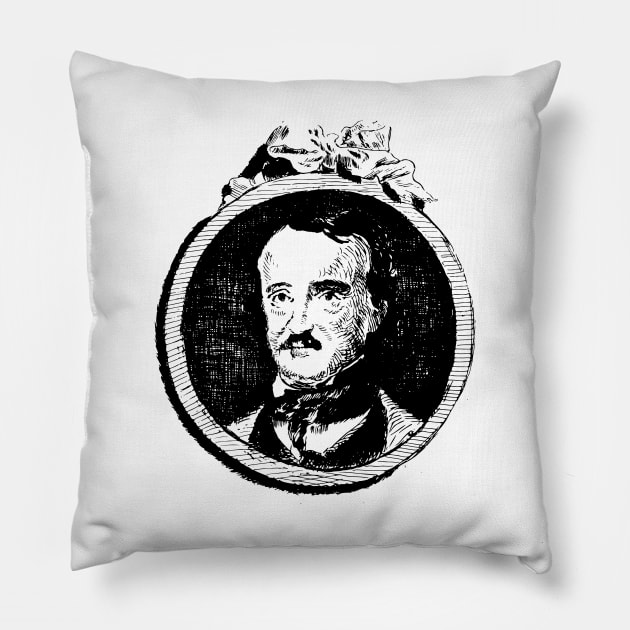 Edgar Allan Poe Portrait Pillow by olemanner