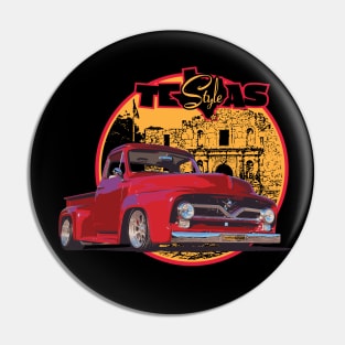 Texas-Style Custom Ford Truck Alamo scene red, gold and black colors Pin