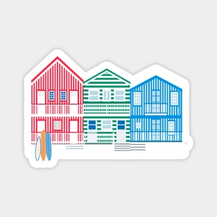 Striped Colorful Houses on Costa Nova Beach, Portugal Magnet
