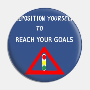 Reposition Yourself Illustration on Blue Background Pin