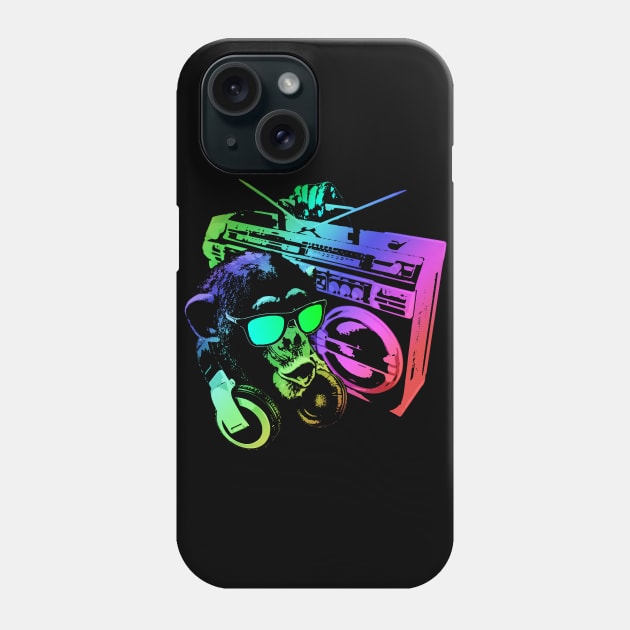 Neon Monkey Boombox Phone Case by Nerd_art