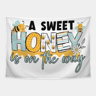 A sweet honey is on the way-Buzzing with Love: Newborn Bee Pun Gift Tapestry