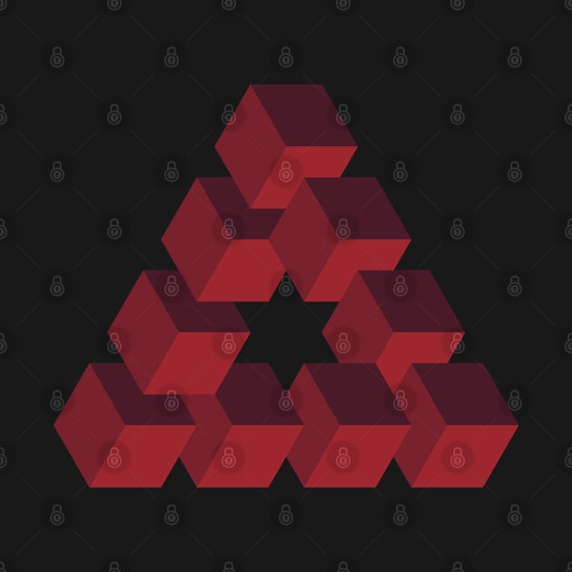 Optical illusion triangle #1- dark reds by DaveDanchuk